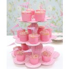 3 Tiered Pink Spotty Cup Cake Stand
